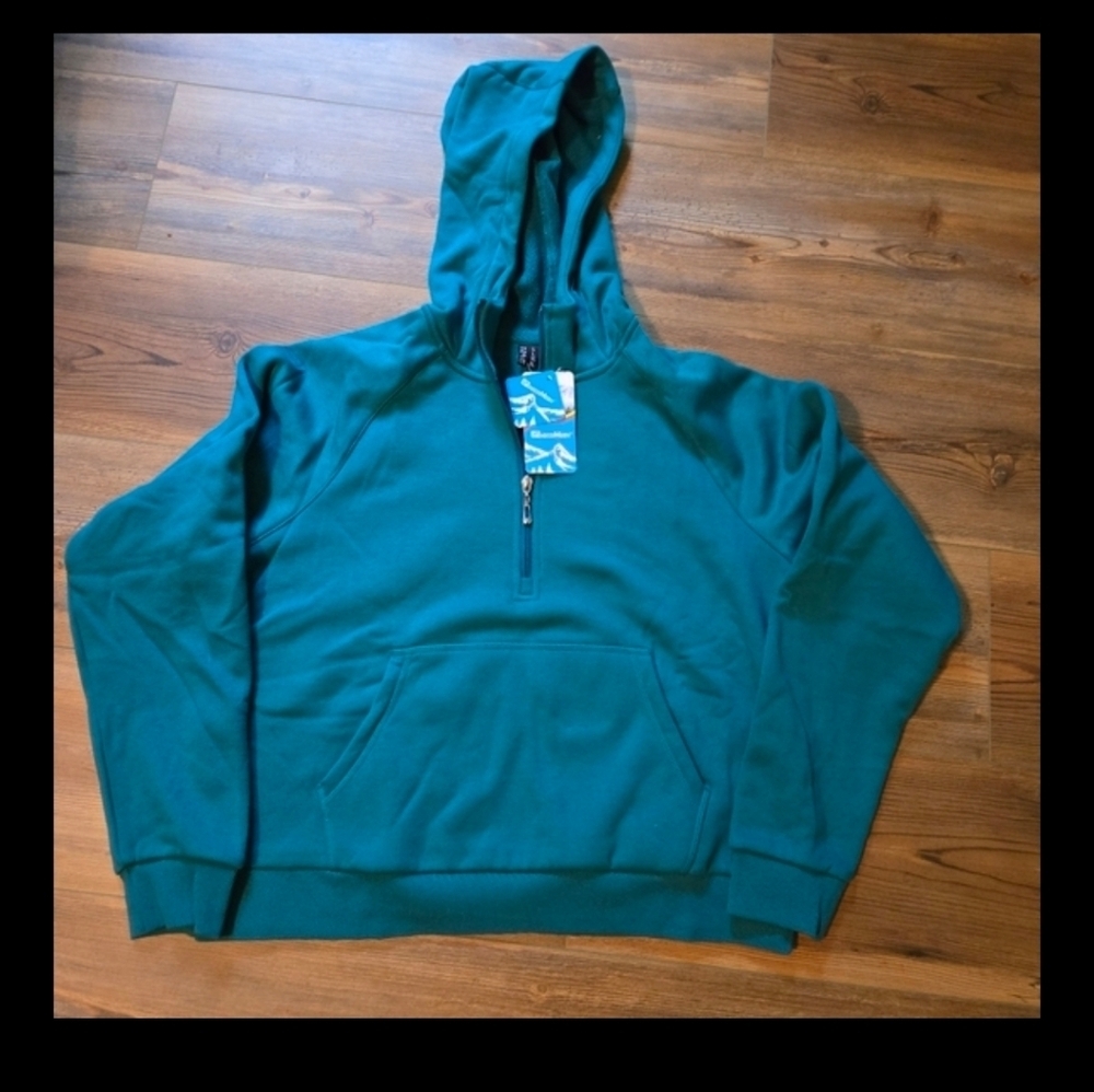 Women's Magcomsen Teal Half-Zip Hoodie NWT - Picture 4 of 4